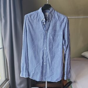 Gap 100% Cotton Button Down XL Blue Gingham Plaid